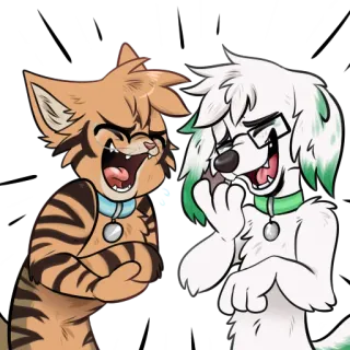 😂 gato, cachorro, rindo, desenho animado, animal, amizade, fofo telegram sticker