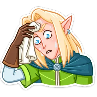 😬 verschwitzt, Elf, Figur, besorgt, ängstlich, nervös telegram sticker