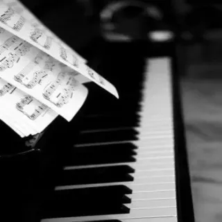 🎹 Klavier, Keyboard, Musik, Noten, Instrument, Schwarzweiß whatsapp sticker