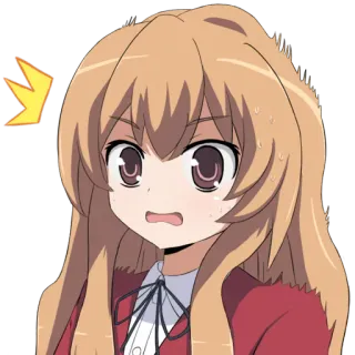 😧 Taiga Aisaka Toradora! Anime, Dessin animé, Mignon, Choqué, Confus, Fille whatsapp sticker