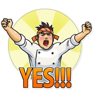 🤙 YES!!! chef, sí, emocionado, celebración, éxito telegram sticker