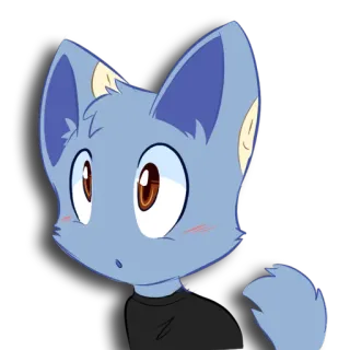 😮 고양이, 만화, 귀여운, 동물, 카와이, 파란색, 홍조 telegram sticker