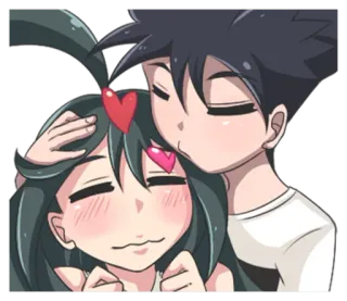 😚 love, kiss, couple, anime, cartoon telegram sticker