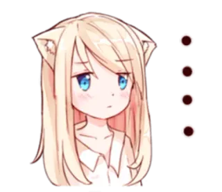 😐 Аниме, Мультфильм, Девушка, Кошачьи ушки, Милый whatsapp sticker