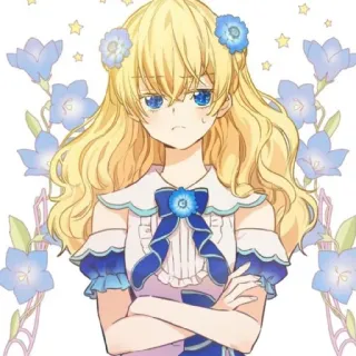 💫 anime, chica, rubia, flores, lindo, ilustración telegram sticker