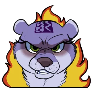 📛 โกรธ, สิงโต, ไฟ, การ์ตูน, สัตว์, น่ารัก telegram sticker