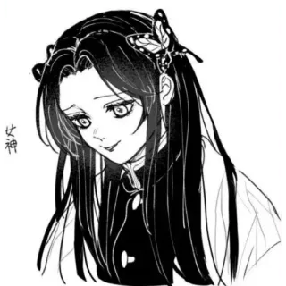 🙂 女神 anime, manga, butterfly, hair, black and white, woman, portrait telegram sticker