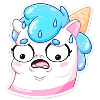 😰 만화, 유니콘, 아이스크림, 웃긴, 땀, 지친 telegram sticker