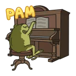 ☹️ rã, piano, música, animal, desenho animado, tocando, instrumento telegram sticker