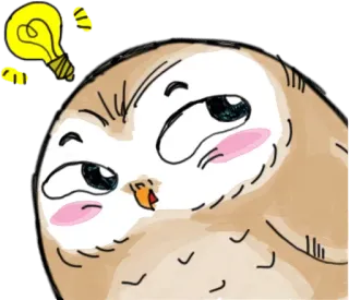 😥 сова, лампочка, идея, мышление, мультфильм telegram sticker