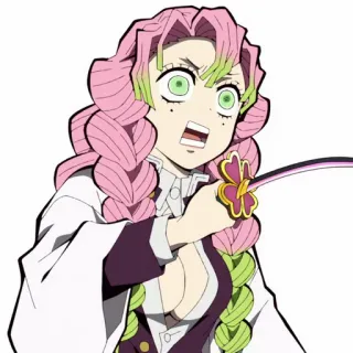 💗 Mitsuri Kanroji Demon Slayer Аниме, Клинок, рассекающий демонов, Мицури Канроджи, Вайфу, Милый, Девушка, Аниме девушка telegram sticker