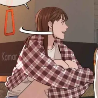 🌸 Kamar vrouw, ruitjes, casual, meisje, binnen telegram sticker