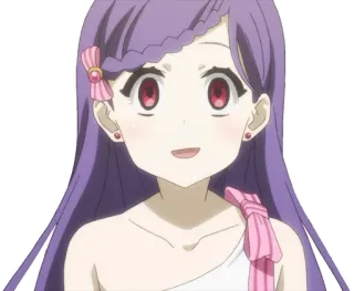 ❤️ anime, personage, illustratie, paars haar, schattig, cartoon whatsapp sticker