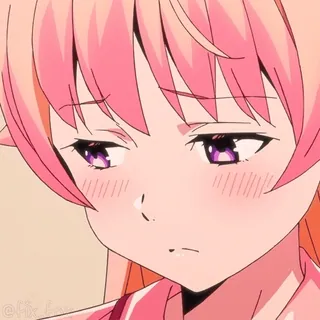 😒 anime, cabelo rosa, fofo, desenho animado telegram sticker