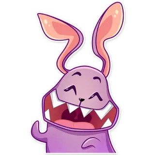 👋 sticker, bunny, cartoon, purple, happy whatsapp sticker