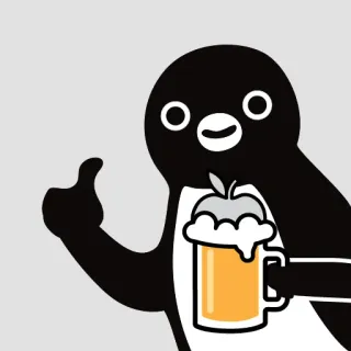 🍺 pingouin, bière, pouce levé, animal, dessin animé, alcool telegram sticker