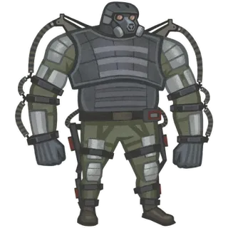 💪 soldaat, pantser, zwaar, gasmasker, militair telegram sticker