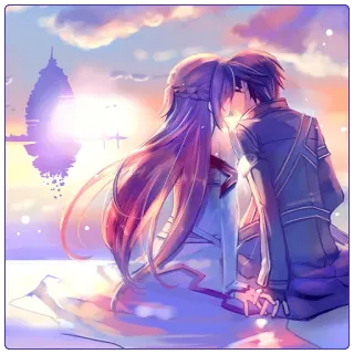 💜 Kirito, Asuna Sword Art Online Anime, Romance, Coppia, Bacio, Sword Art Online, Kirito, Asuna telegram sticker