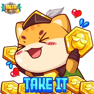 😄 TAKE IT Katze, Geld, nimm es, Meta Haustiere, Spiel, Aufkleber telegram sticker