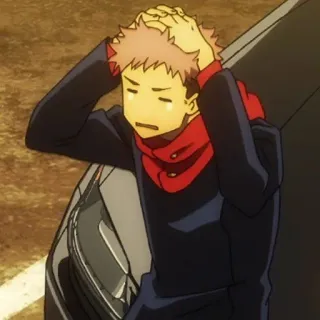 ➿ Yuji Itadori Jujutsu Kaisen Anime, Personnage, Triste, Expression, Inquiet telegram sticker