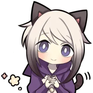 🙏 Anime, Chat, Kawaii, Mignon, Dessin animé, Autocollant whatsapp sticker