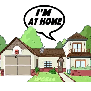 🏠 I'M AT HOME casa, hogar, dibujos animados, bocadillo telegram sticker