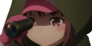 👀 anime, dziewczyna, lornetka, patrzenie, kaptur, ciekawa telegram sticker