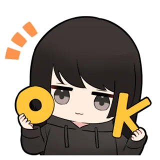 🖤 OK anime, cute, girl, ok, agreement telegram sticker