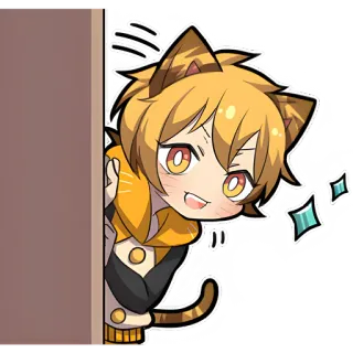 😊 고양이, 애니, 만화, 카와이, 귀여운, 주황색, 반짝임 telegram sticker