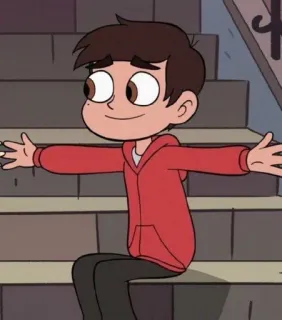 🫂 Marco Diaz Star vs. the Forces of Evil cartoon, character, red hoodie, animated telegram sticker