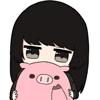 ✋ cute, pig, girl, chibi, anime telegram sticker