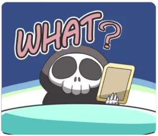 ⁉ WHAT? faucheuse, question, quoi, autocollant, dessin animé telegram sticker