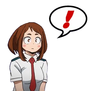 ❗️ Ochaco Uraraka My Hero Academia Anime, Exclamação, Alerta, Personagem, Ochaco Uraraka, My Hero Academia telegram sticker