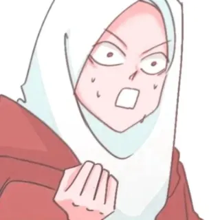 💬 musulmana, donna, scioccata, anime, hijab, sorpresa whatsapp sticker