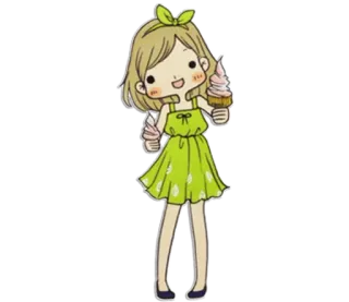 🍦 Mädchen, Eis, Cartoon, niedlich, Kleid whatsapp sticker