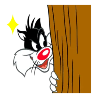 😏 Sylvester the Cat Looney Tunes Мультфильм, Кот, Подглядывать, Хитрый, Смешной, Looney Tunes, Сильвестр telegram sticker