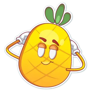 😏 pineapple, fruit, cute, cartoon, sticker, yellow, tropical telegram sticker