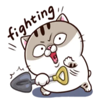 😽 fighting !! cat, shovel, fighting, cartoon, angry, animal, sticker telegram sticker
