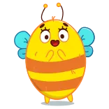 😮 蜜蜂, 卡通, 可爱, 黄色, 昆虫, 翅膀, 动物 whatsapp sticker