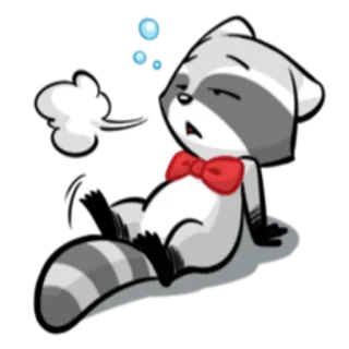 😟 енот, животное, мультфильм, сонный, милый telegram sticker