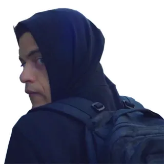 😟 Elliot Alderson Mr. Robot Hacker, Hoodie, Angst, Sozial, Unbeholfen telegram sticker