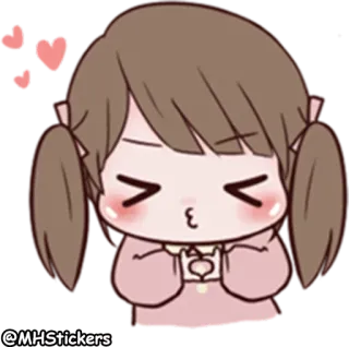 😘 Аниме, Мультфильм, Милый, Девушка, Наклейка telegram sticker