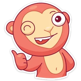 👍 원숭이, 만화, 귀여운, 동물, 일러스트, 좋아요, 스티커 telegram sticker