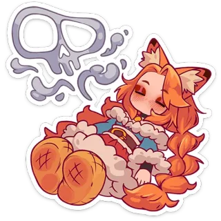 😵 Anime, Chibi, Raposa, Descansando, Fofo, Furry, Garota whatsapp sticker