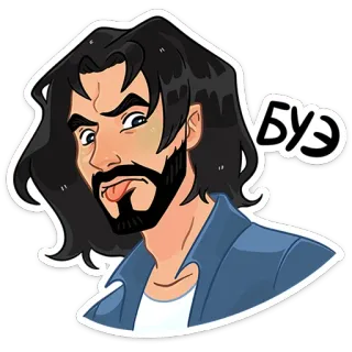 😛 БУЭ cartoon, man, portrait, tongue, expression telegram sticker