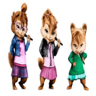 🎤 The Chipettes Alvin and the Chipmunks tamias, chanteurs, dessin animé, Chipettes, filles, animaux, musique telegram sticker