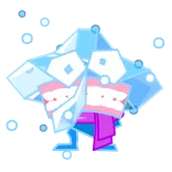 🥶 얼음, 괴물, 귀여운, 파란색, 분홍색, 만화 telegram sticker