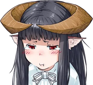 😔 Anime, Demonio, Cuernos, Llorando, Triste, Chica, Chica monstruo, Fantasía whatsapp sticker