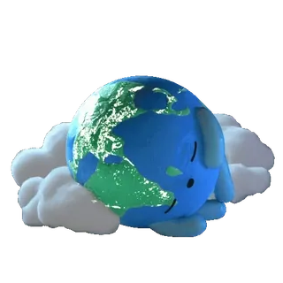 😴 planète terre, nuages, mignon, endormi, dessin animé, terre telegram sticker