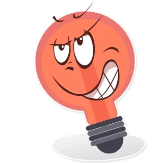 😈 Ampoule, Dessin animé, Clin d'oeil, Orange, Expression, Électricité telegram sticker